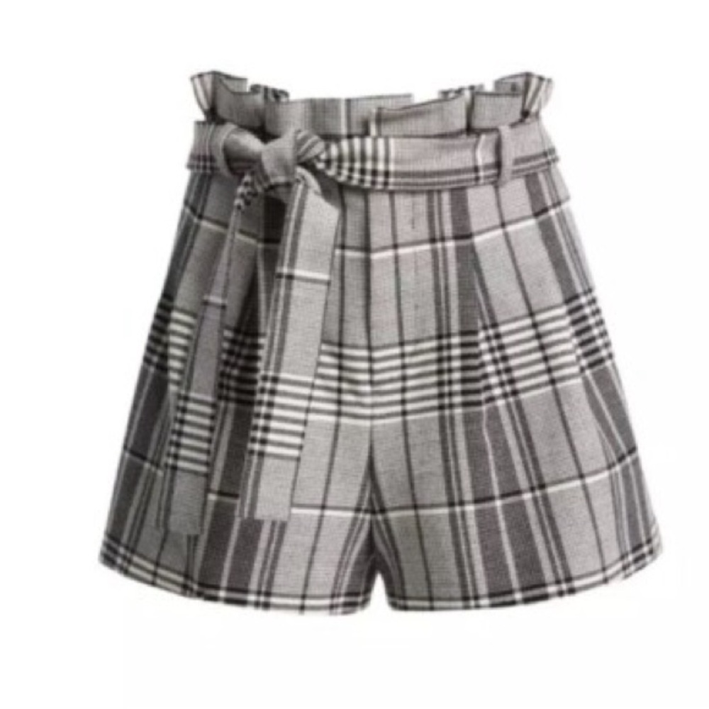 Black Graphic Sweatshirt and Plaid Shorts